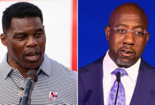 O republicano Herschel Walker e o senador democrata Raphael Warnock.