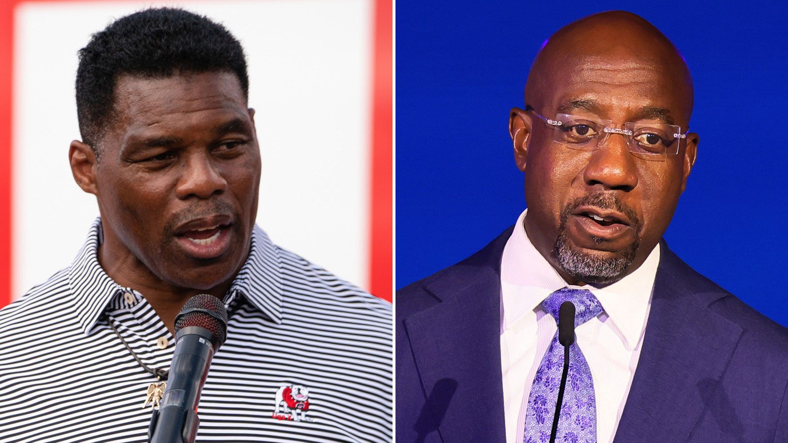 O republicano Herschel Walker e o senador democrata Raphael Warnock.