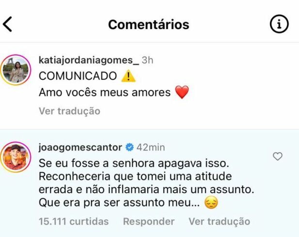 João Gomes finalmente se pronunciou sobre polêmica entre mãe e ex-namorada dele